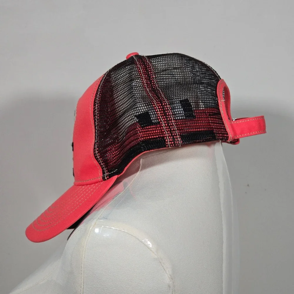 True Religion LOVE Trucker Hat Unisex  Red Pink Black Mesh Embroidered Strapback